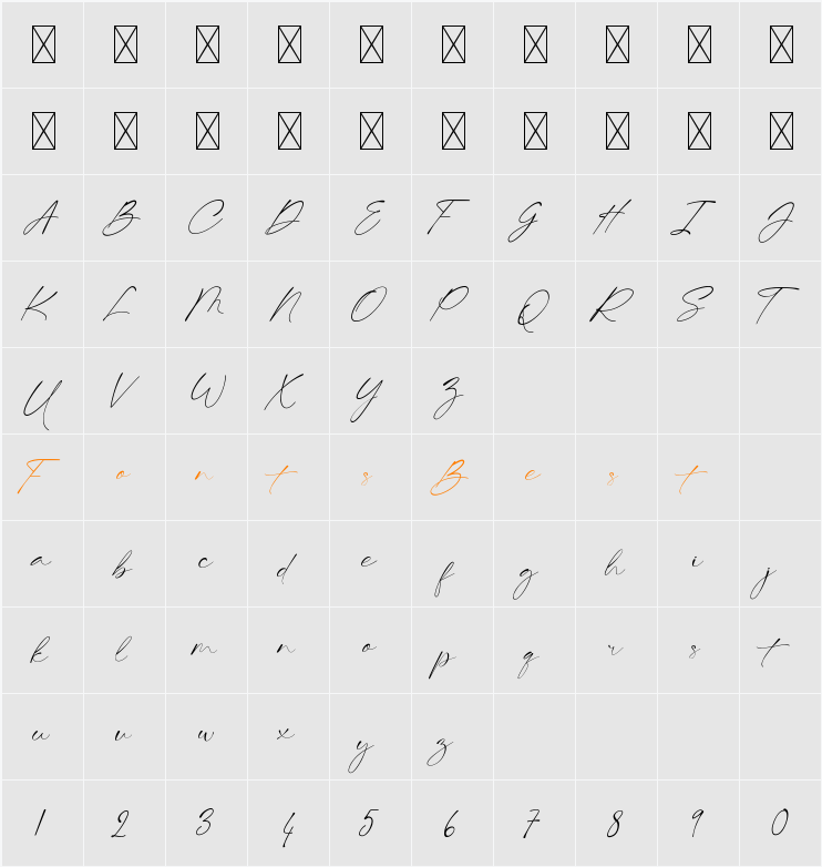 BeastieSignature Character Map