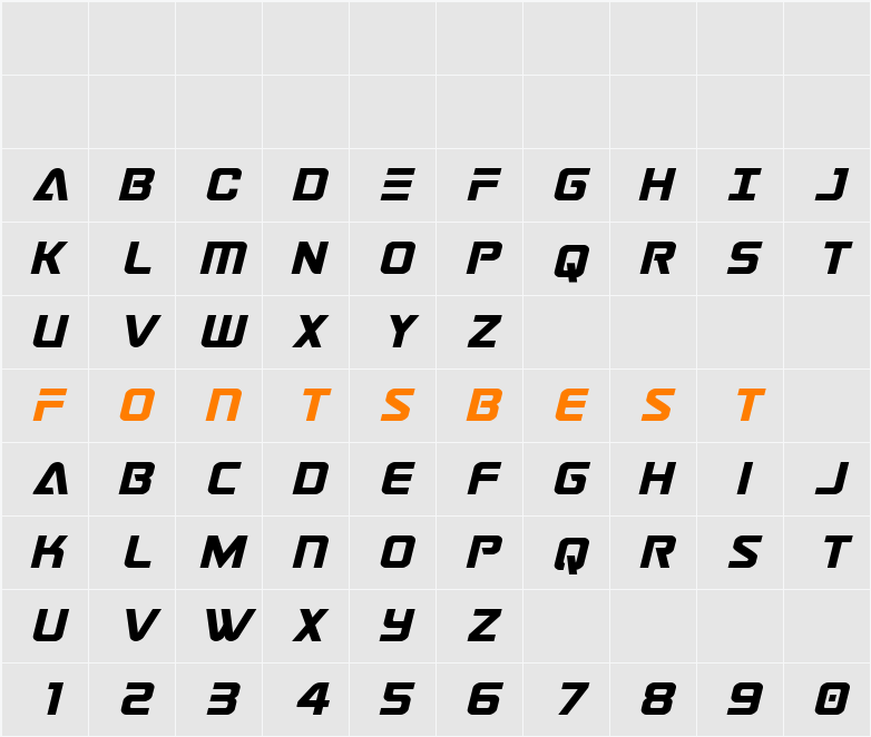 Astro Armada Title Italic Character Map