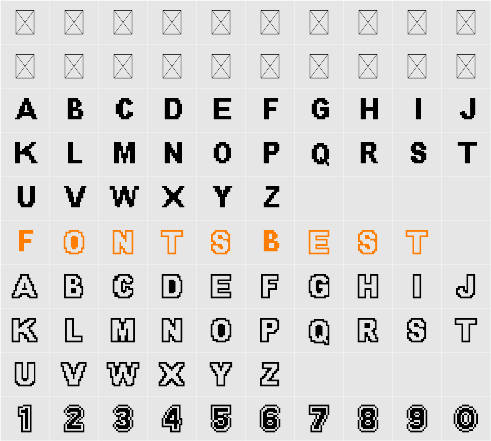 Super Mario 64 Beta Font Character Map