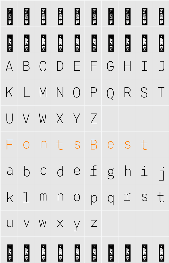 Agyx Mono Extralight Character Map