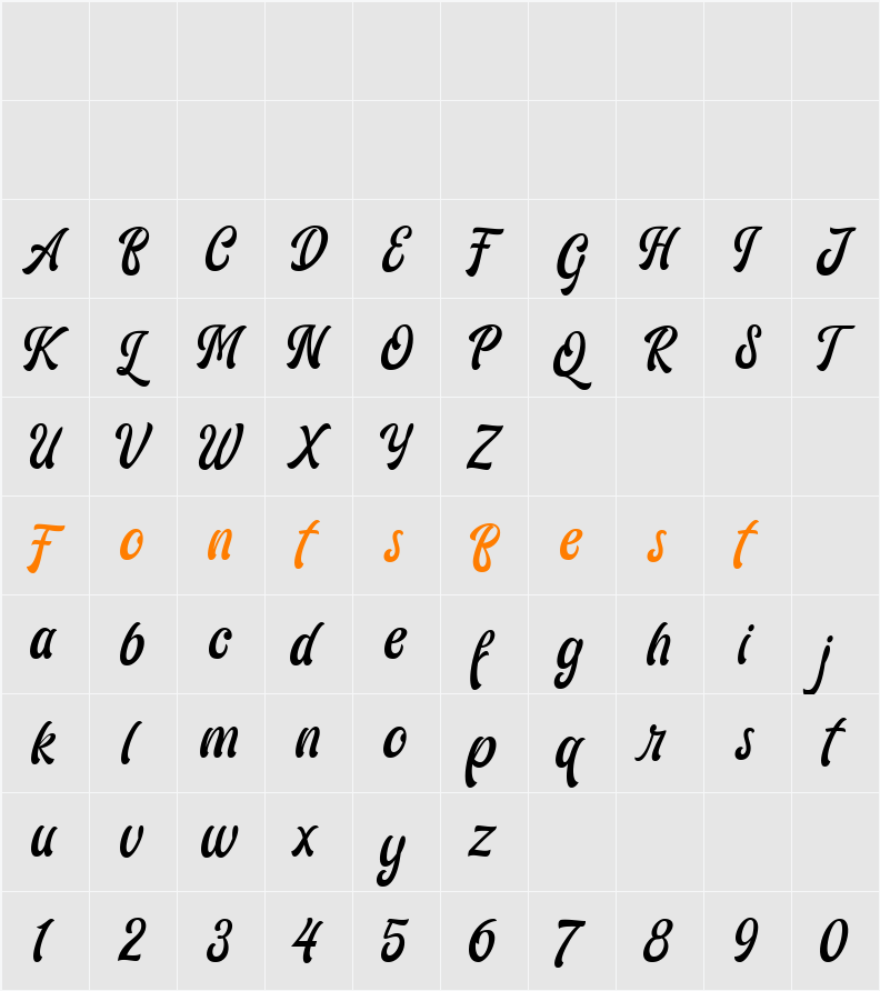 Ariestha Script Character Map