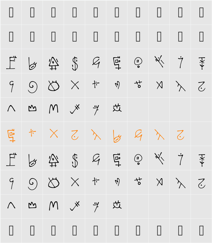 Ashican Character Map