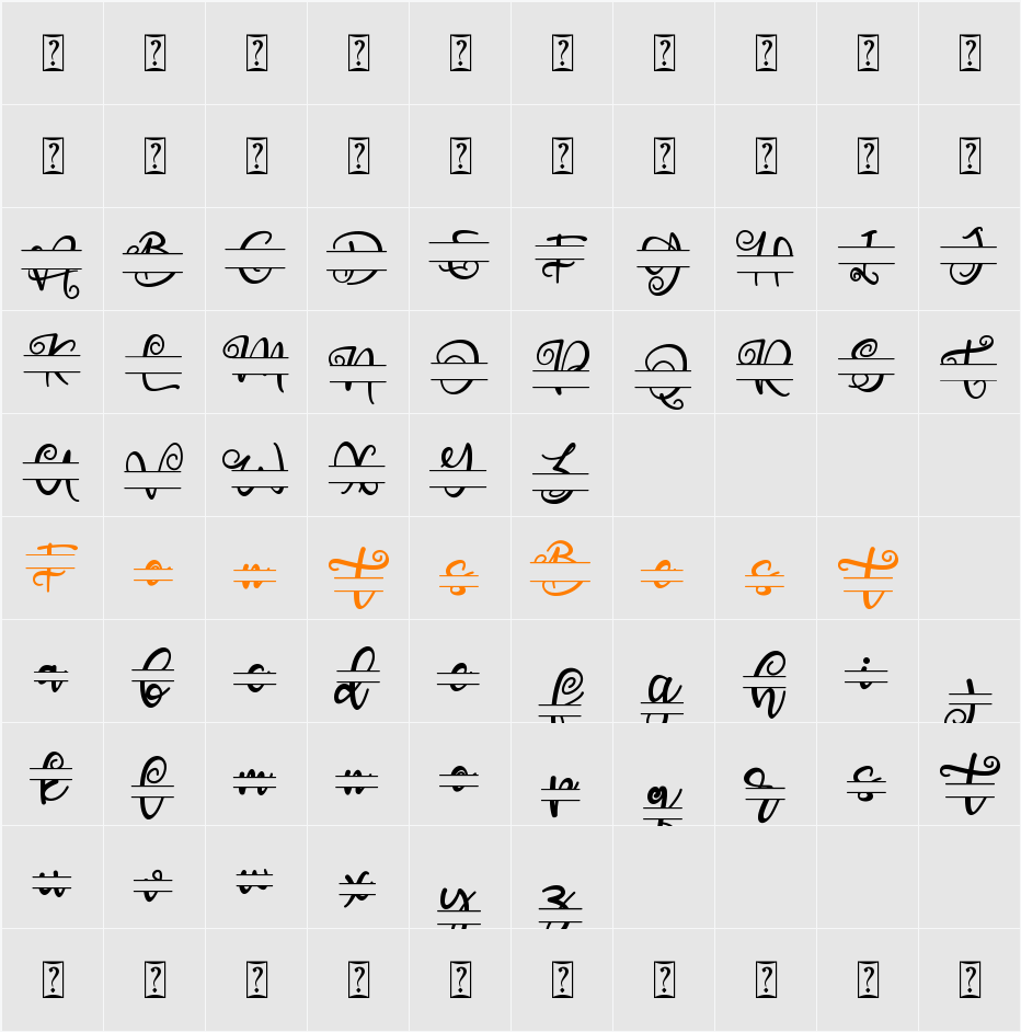 Aster Monogram_Personal Use Character Map