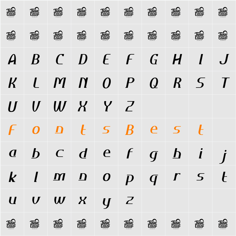 Daimor Slant Character Map