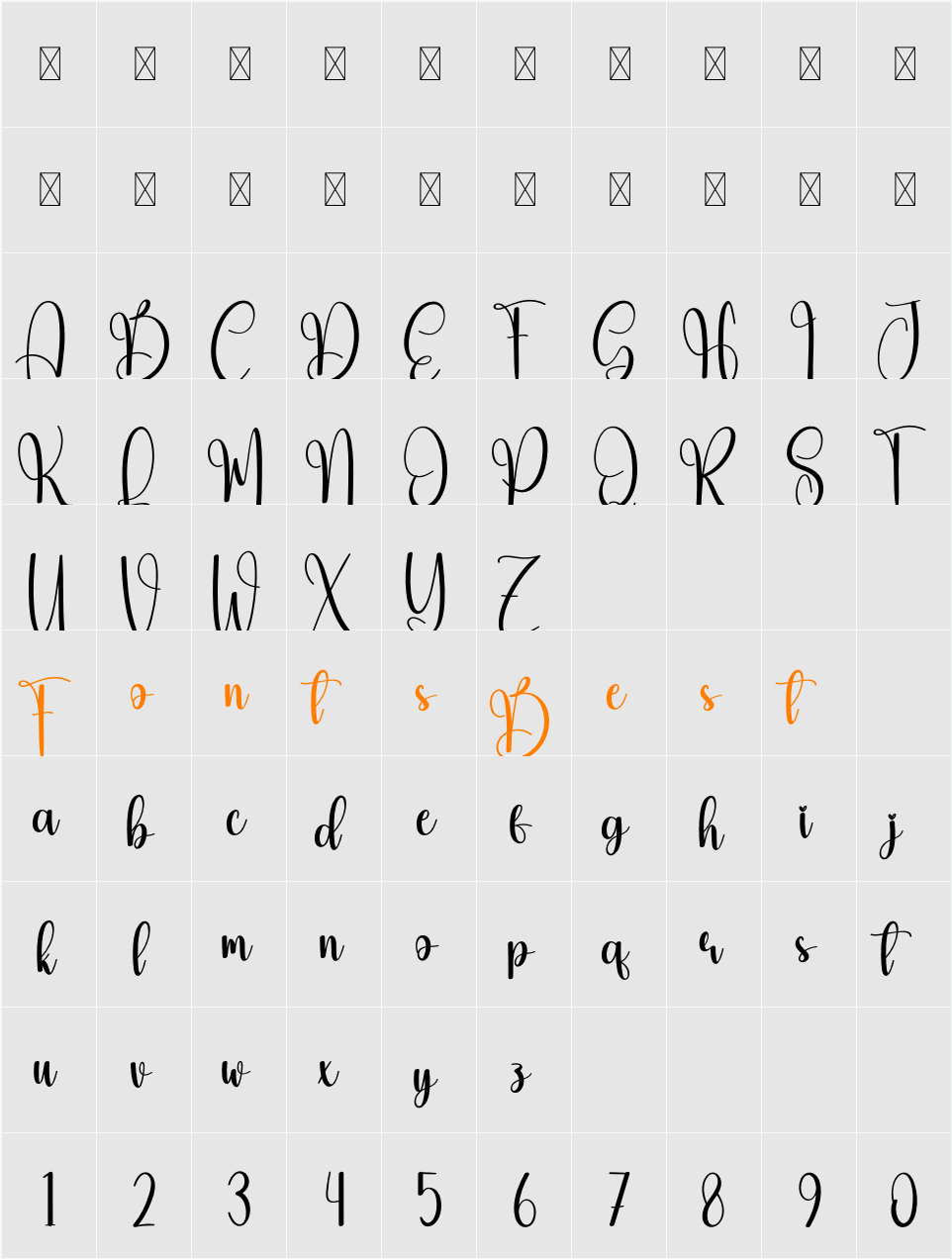 Boninter Character Map