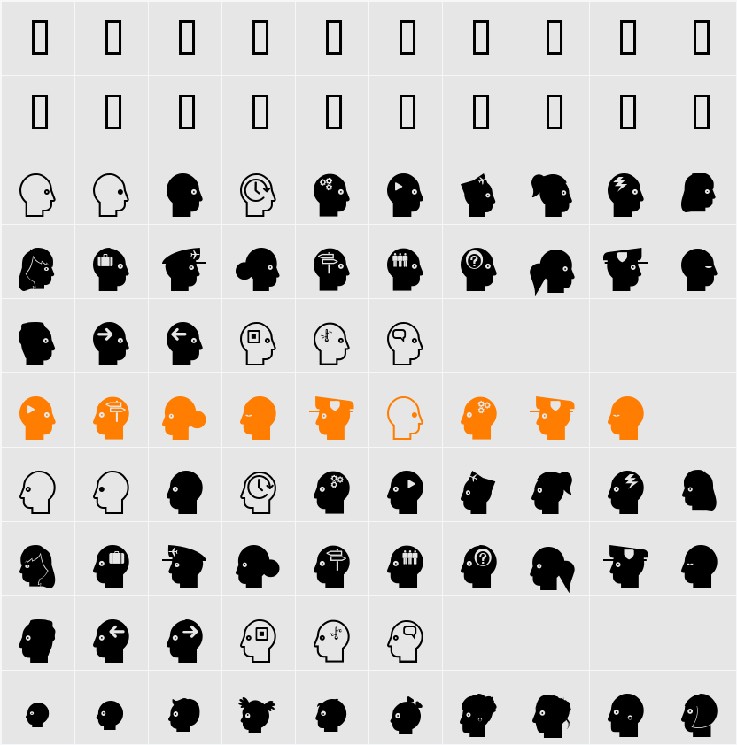 LLFaces Character Map