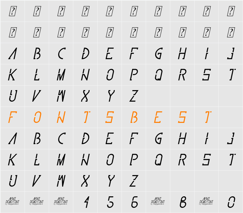 Avint Bold Character Map