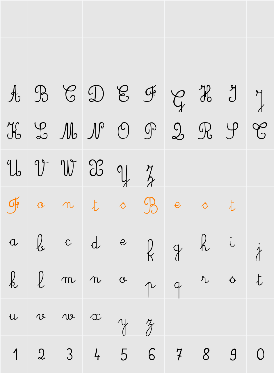 JBCursive Character Map