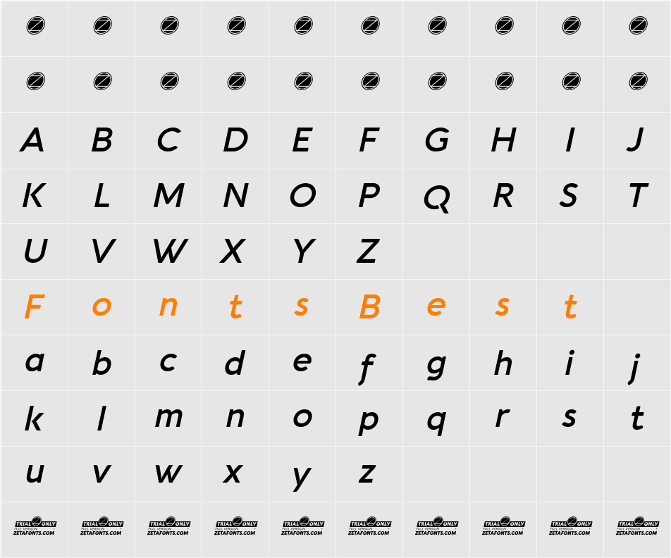 Aquawax Pro Trial DemiBold Character Map