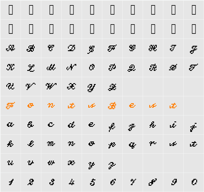 VNPxCopperplate Character Map