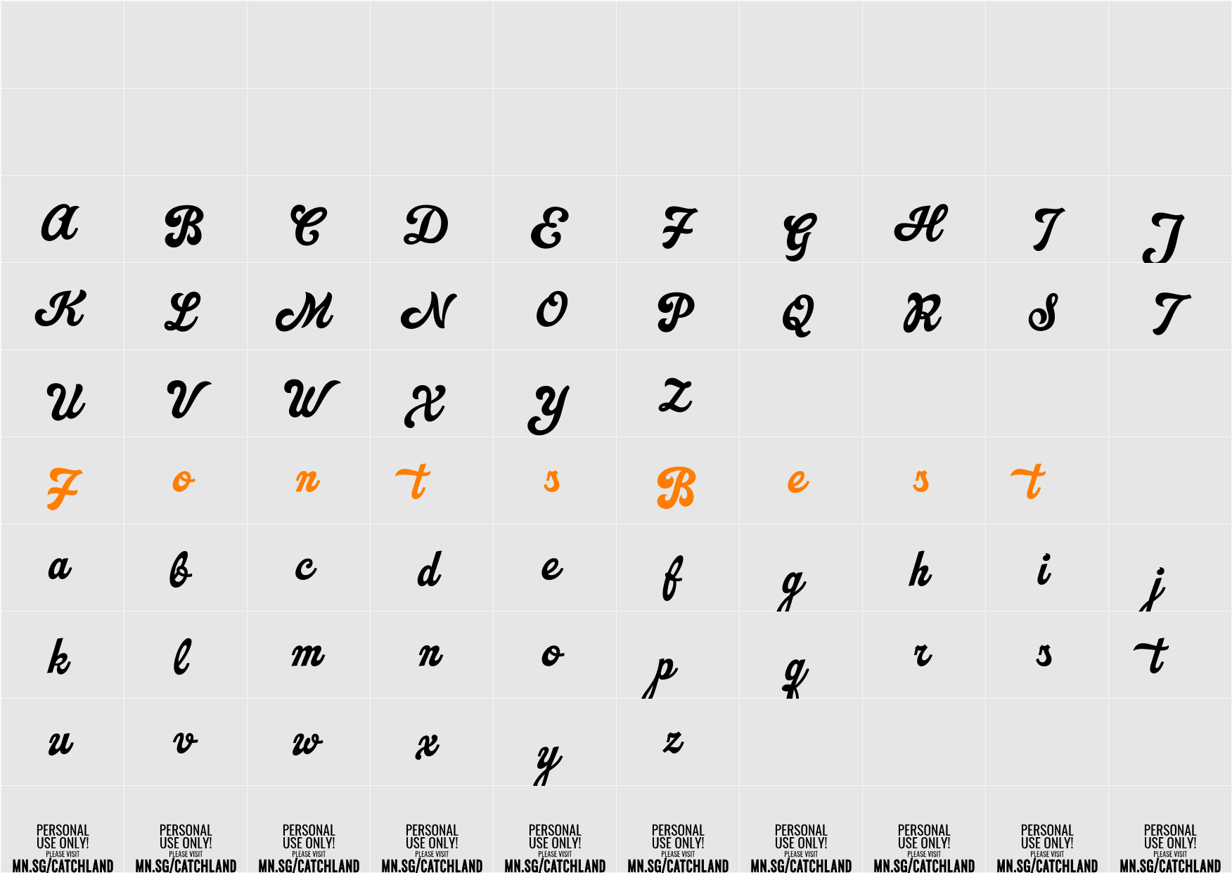 Catchland PERSONAL USE ONLY PERSONAL USE ONLY Character Map