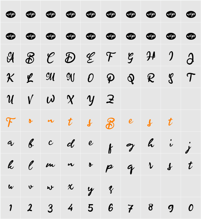 a Ahead Lettering Character Map