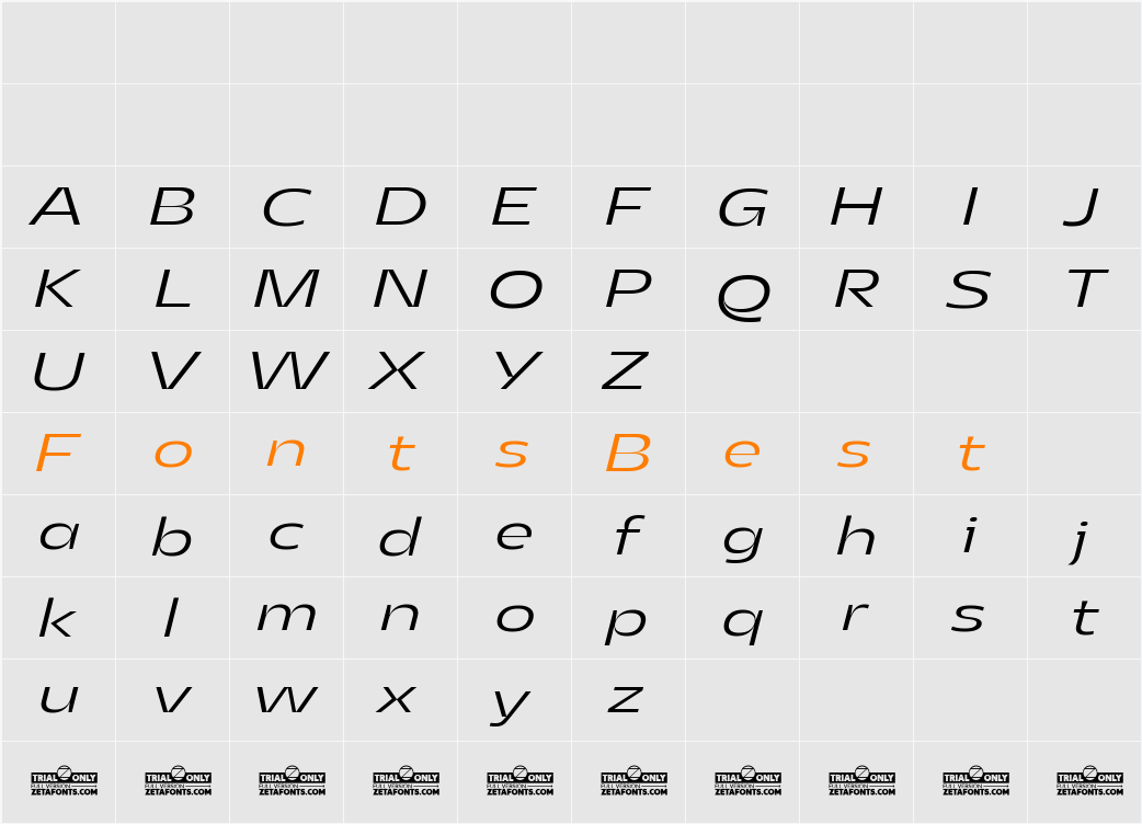 Asgard Trial Wide Light Italic Character Map