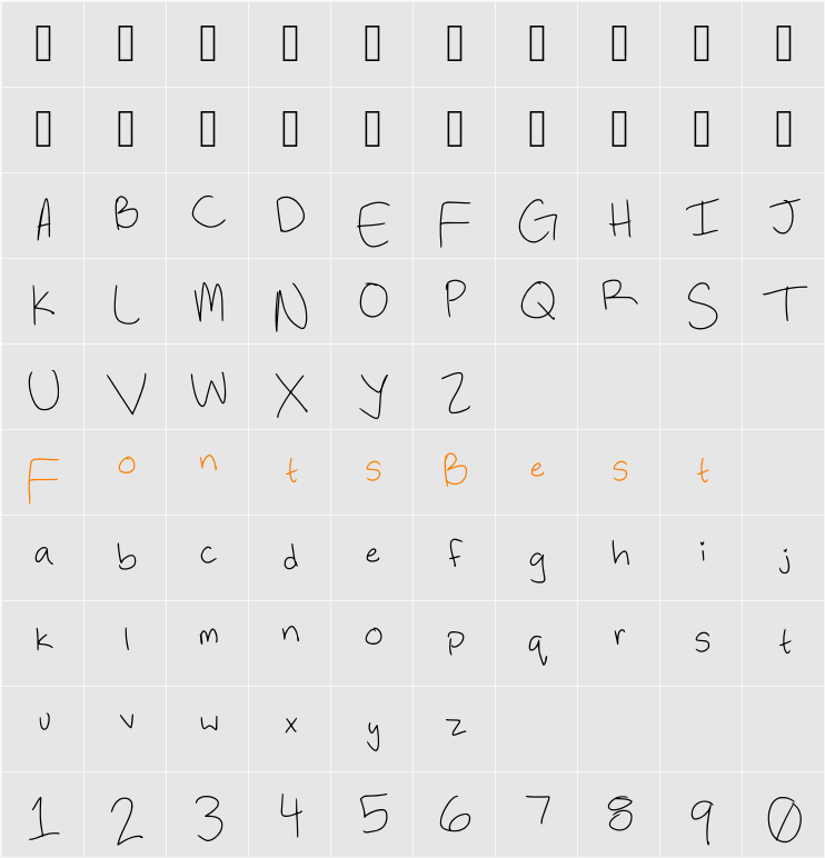 Astropog Character Map