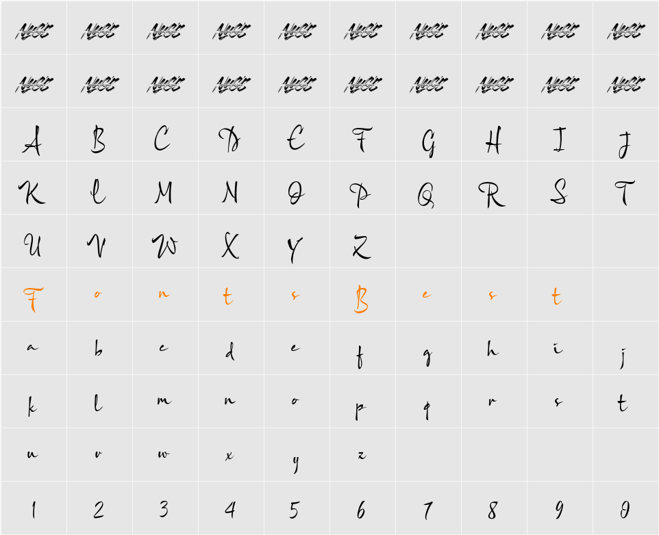 Khiara Script Character Map