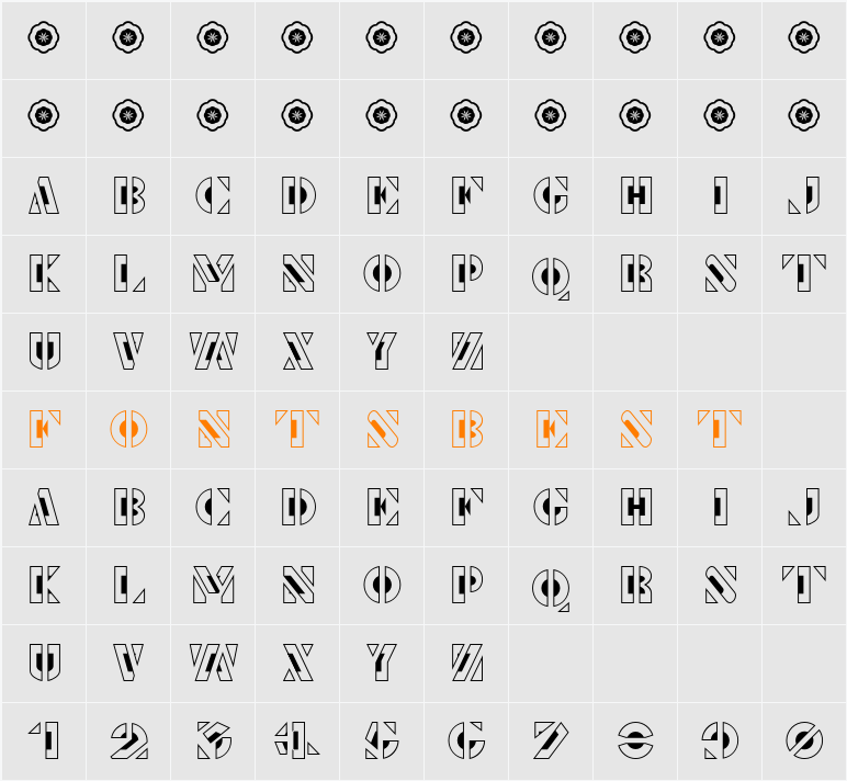 Le Pochoir Creux Character Map