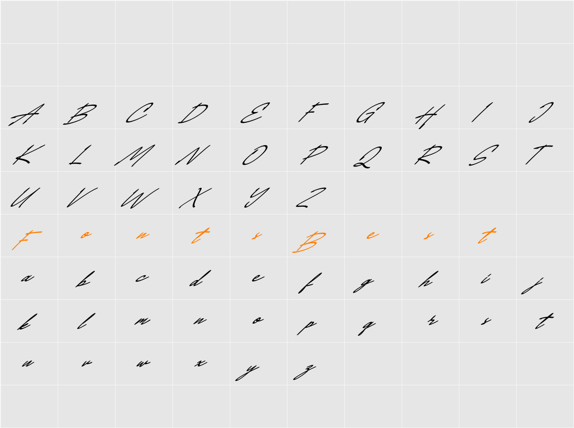 Austin FREE Character Map