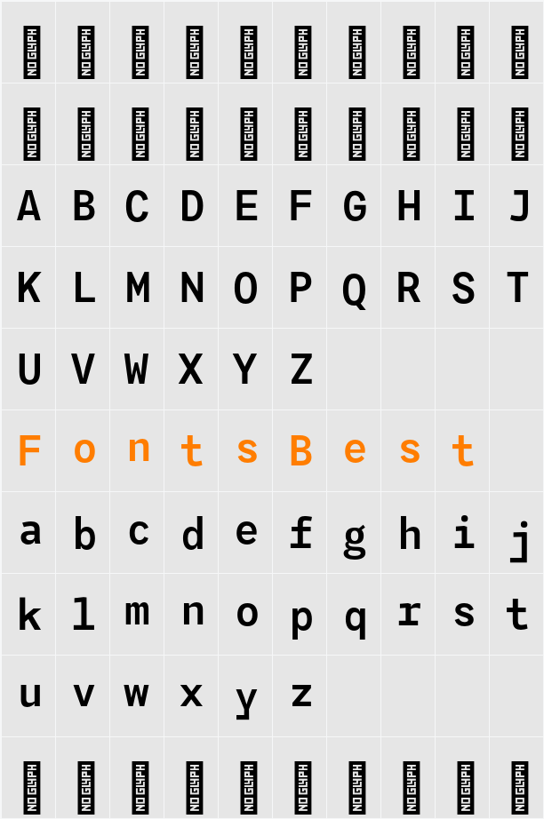 Agyx Mono Semibold Character Map