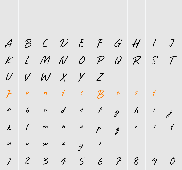 Radiant Glow Character Map