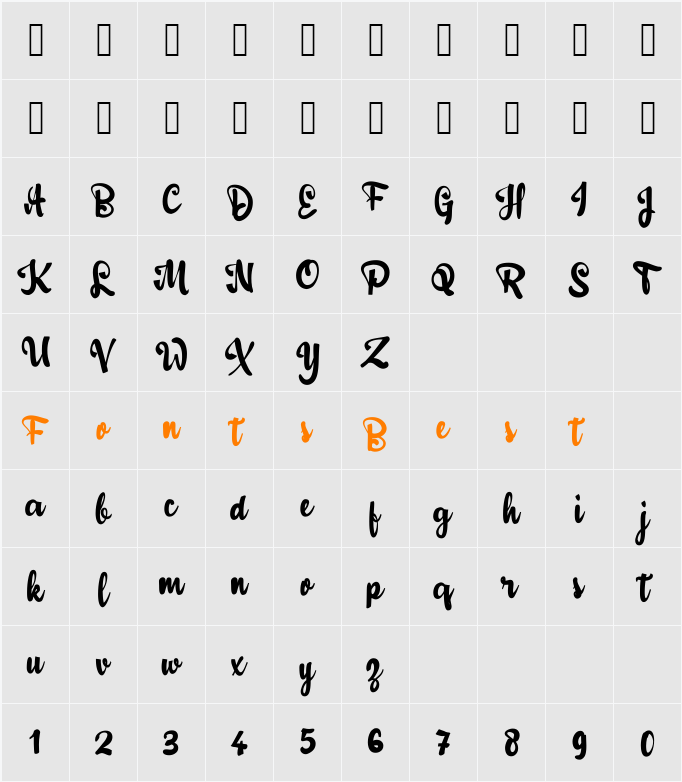 a Adulsa Script Character Map