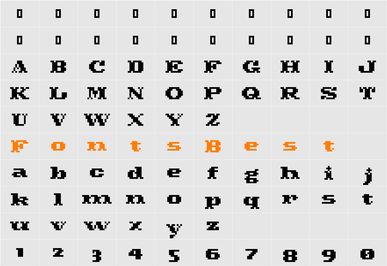 Pixel Cowboy  Character Map