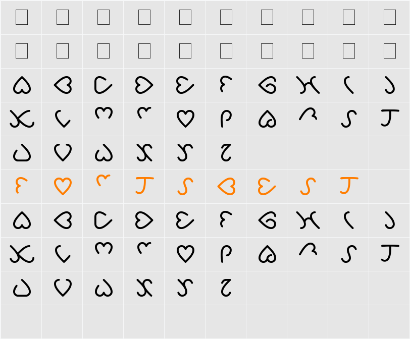 i love you Character Map