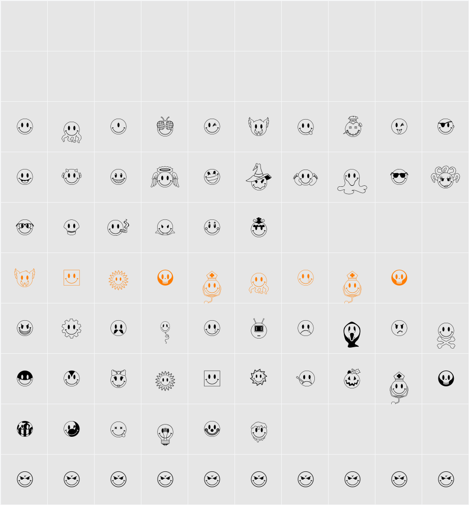 JLS Smiles Sampler Character Map