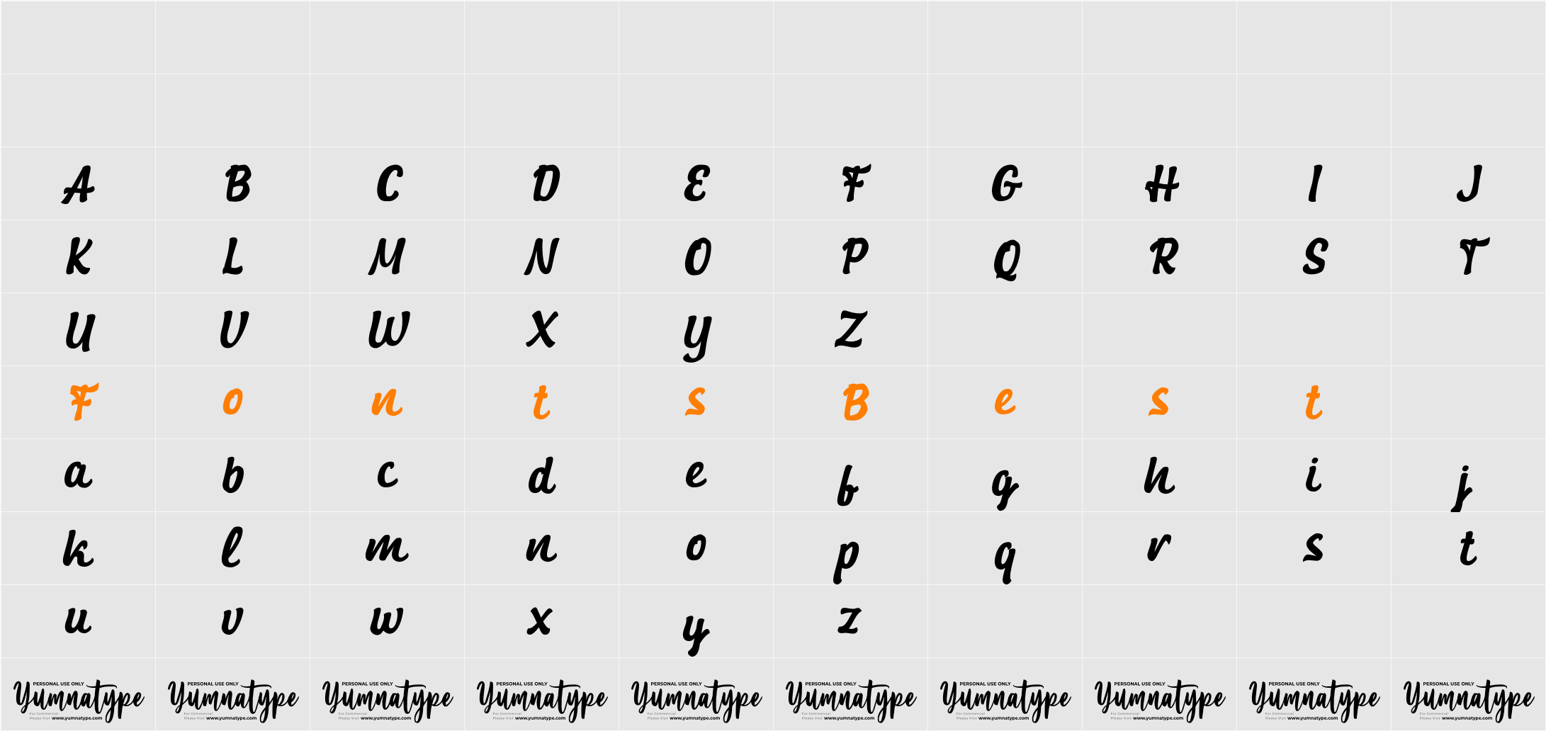 Galore Snack Personal Use Character Map