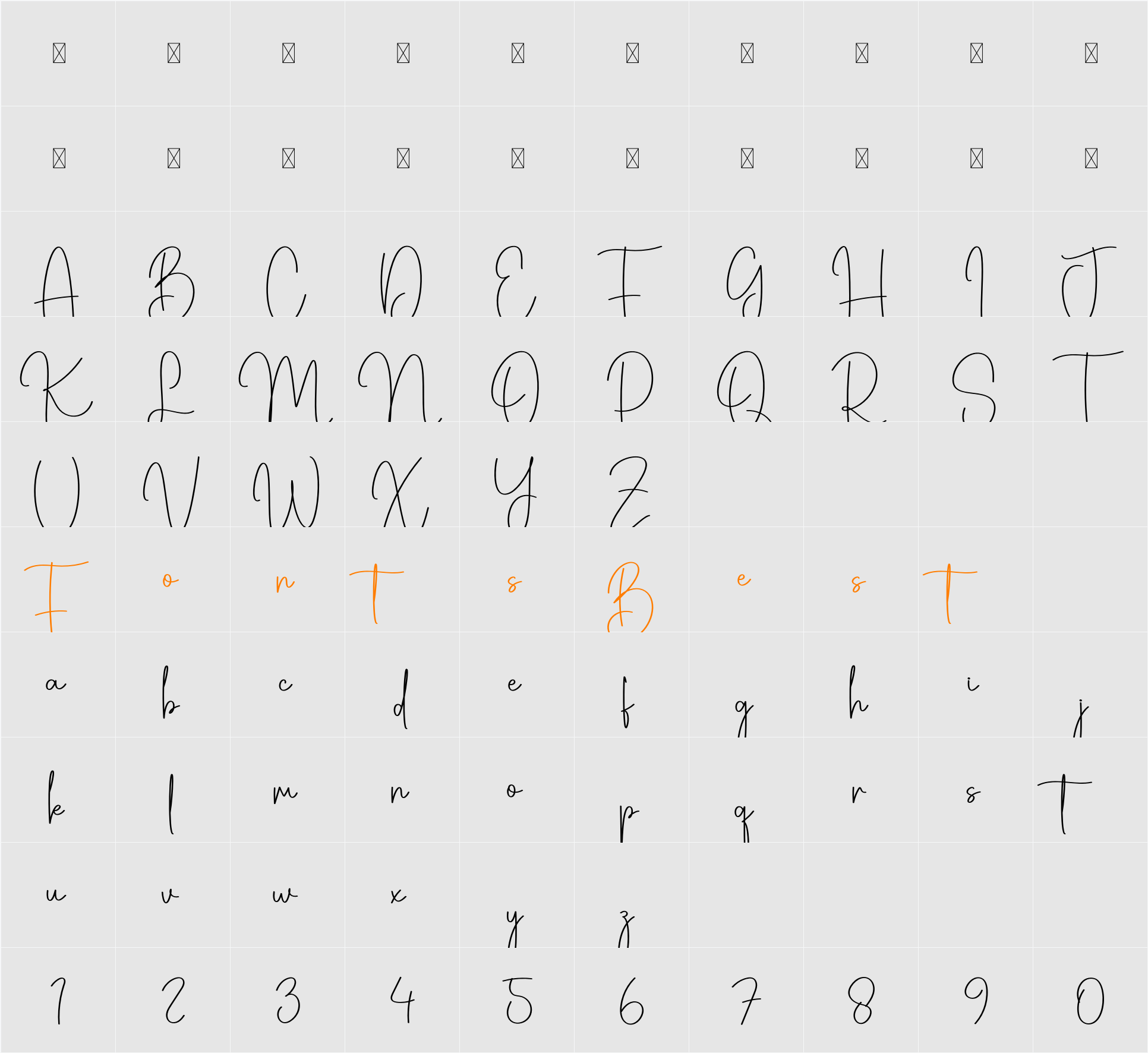 Hikingpeak Character Map