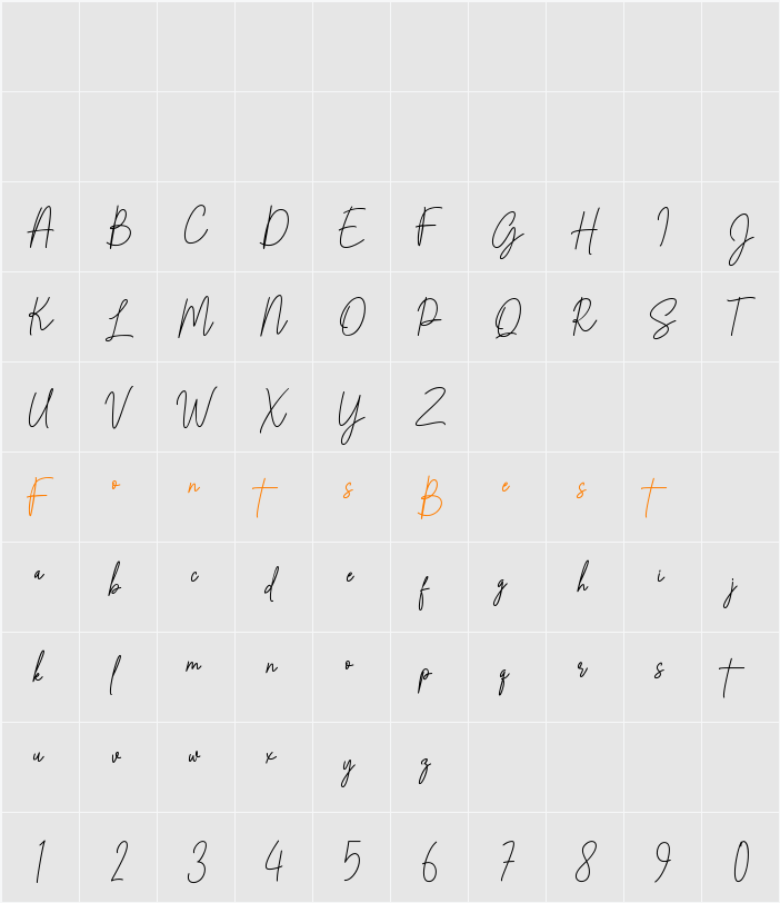 Arabellia Signature Character Map