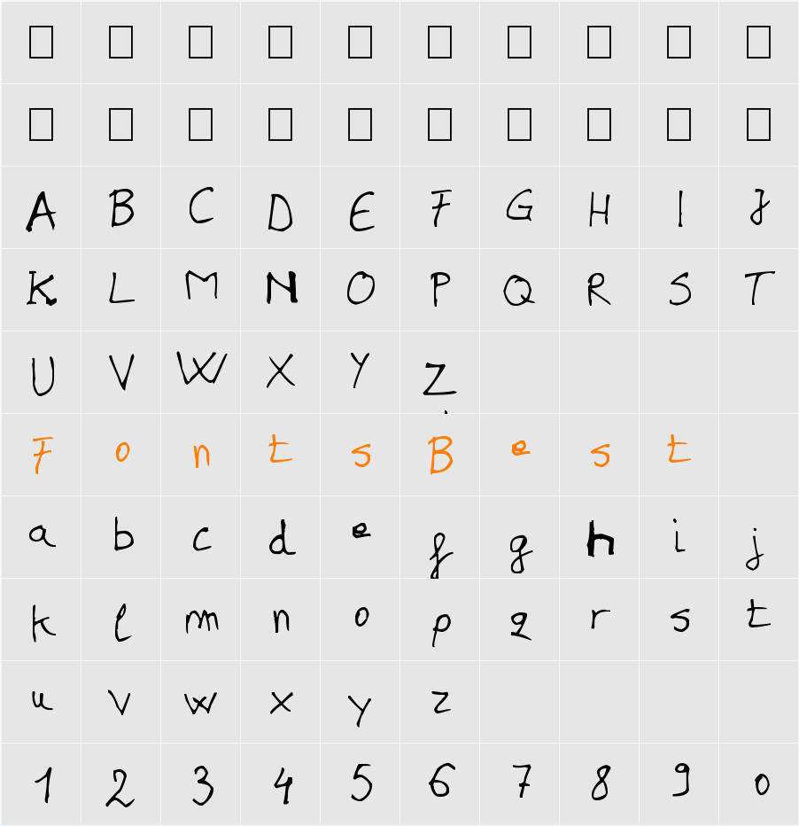 asdf Character Map