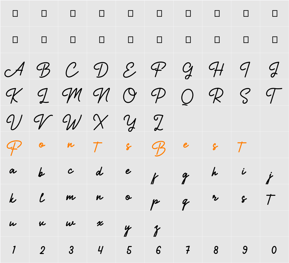 Authentica Character Map