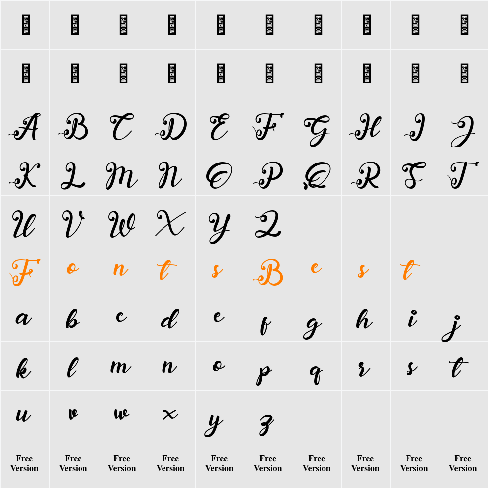 anadya Personal Use Only Character Map
