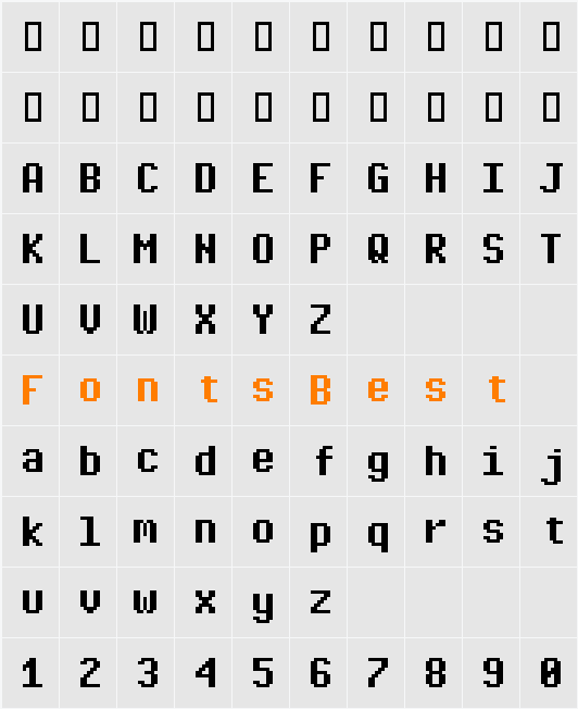Pixel Operator Mono Character Map
