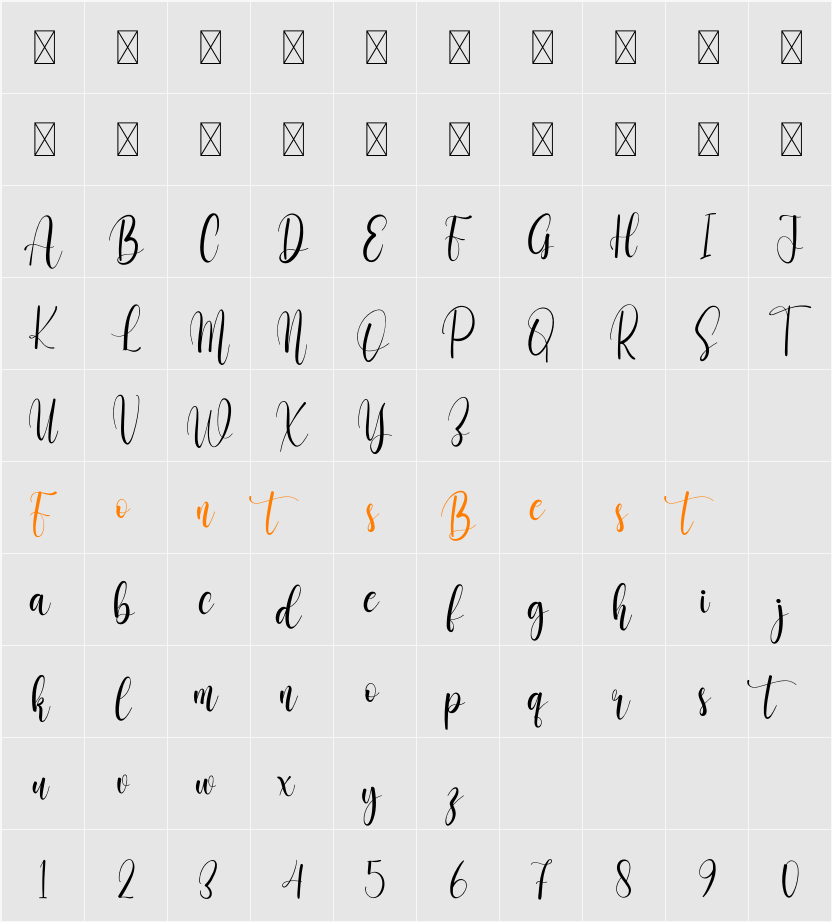 Writing Samples Character Map