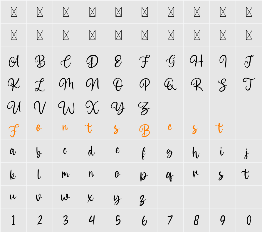 Aurellyah Lovely Free Font Character Map