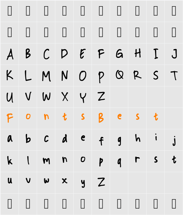 Slee_handwritting Character Map
