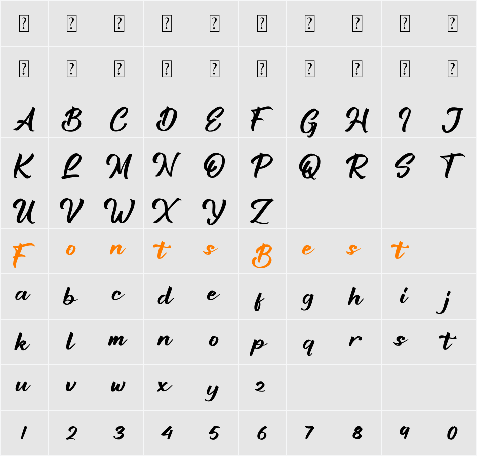 Austyke Character Map