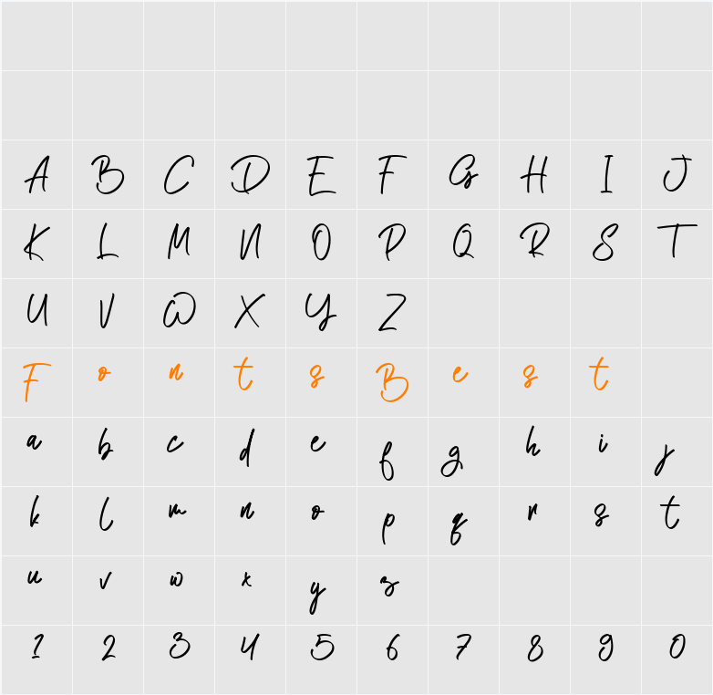 Atakana Script Character Map