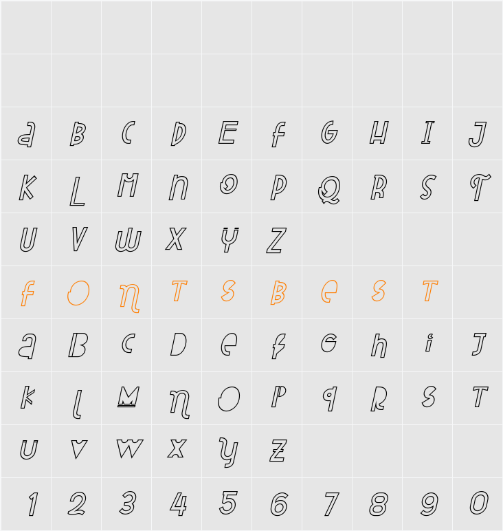 Attracted Monday Outline Character Map