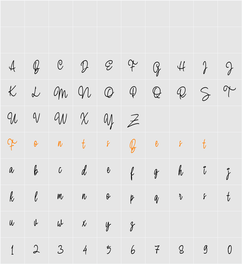 Bulgary Reagans Script Demo Character Map