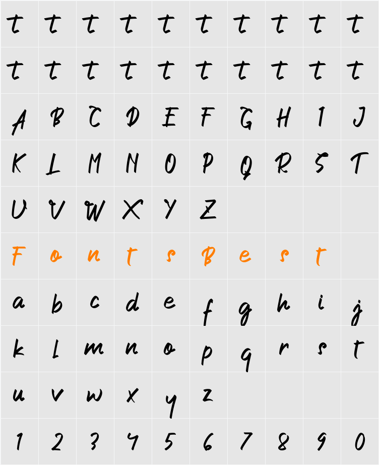 Arjenta Black Character Map