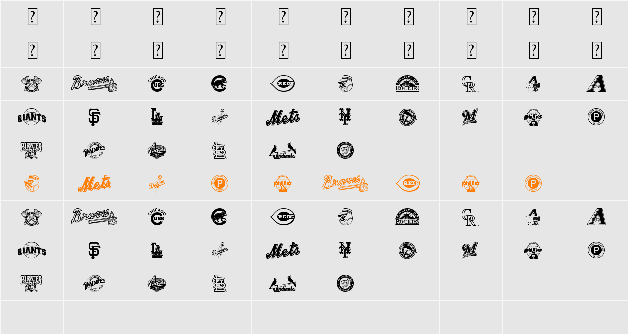 MLB NL Character Map