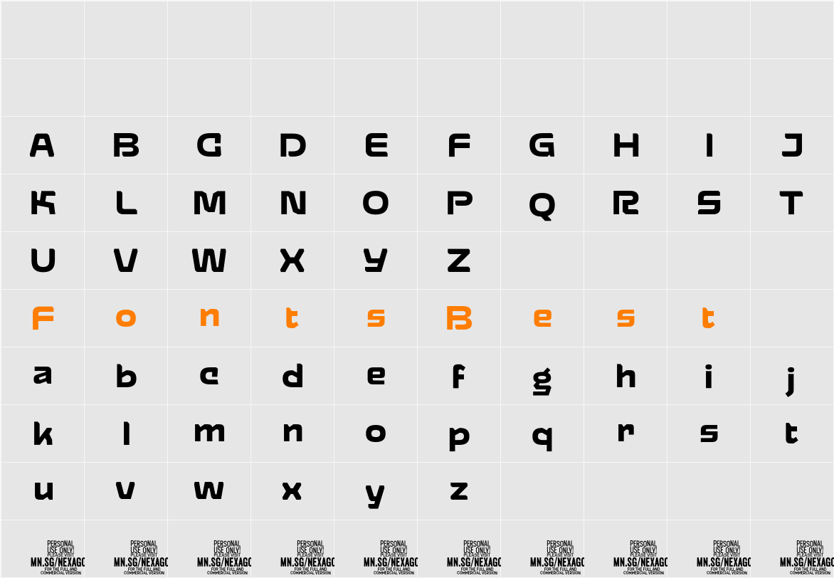 Nexagon Bold PERSONAL USE Character Map