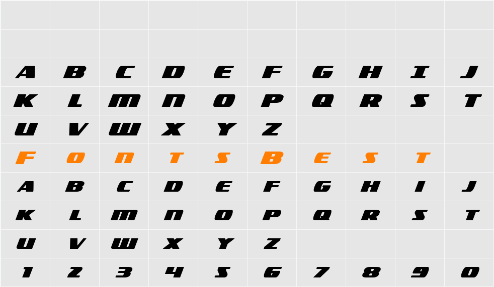 Americorps Bold Character Map