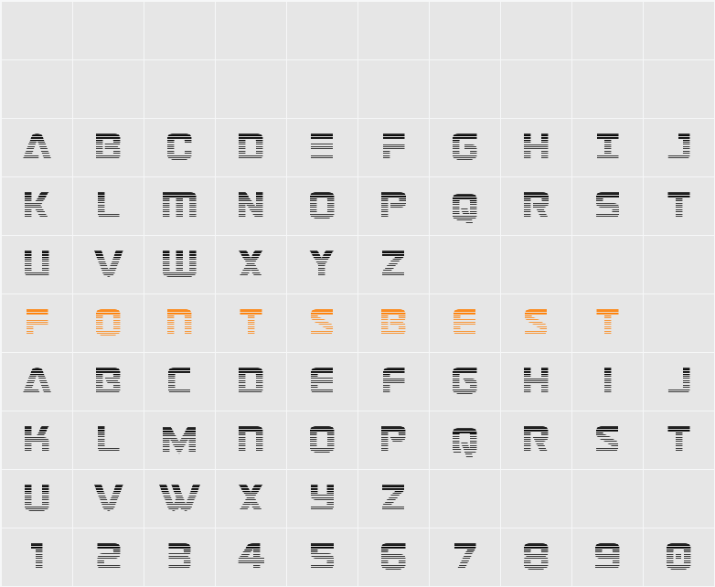 Astro Armada Gradient 2 Character Map