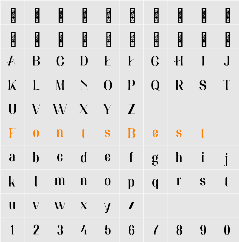 Borscena Personal Use Character Map