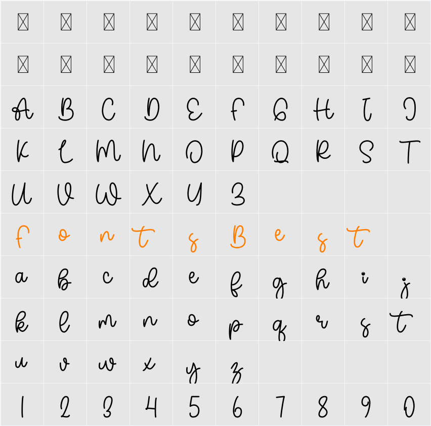 Bobamilk Character Map