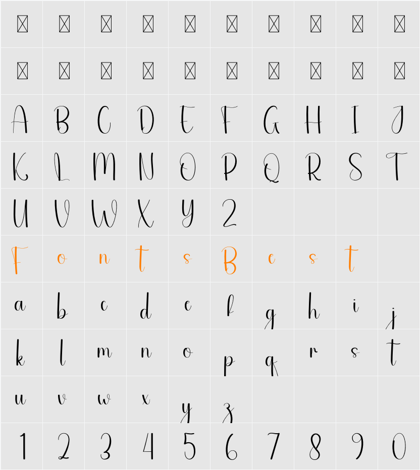 Ngebug Character Map