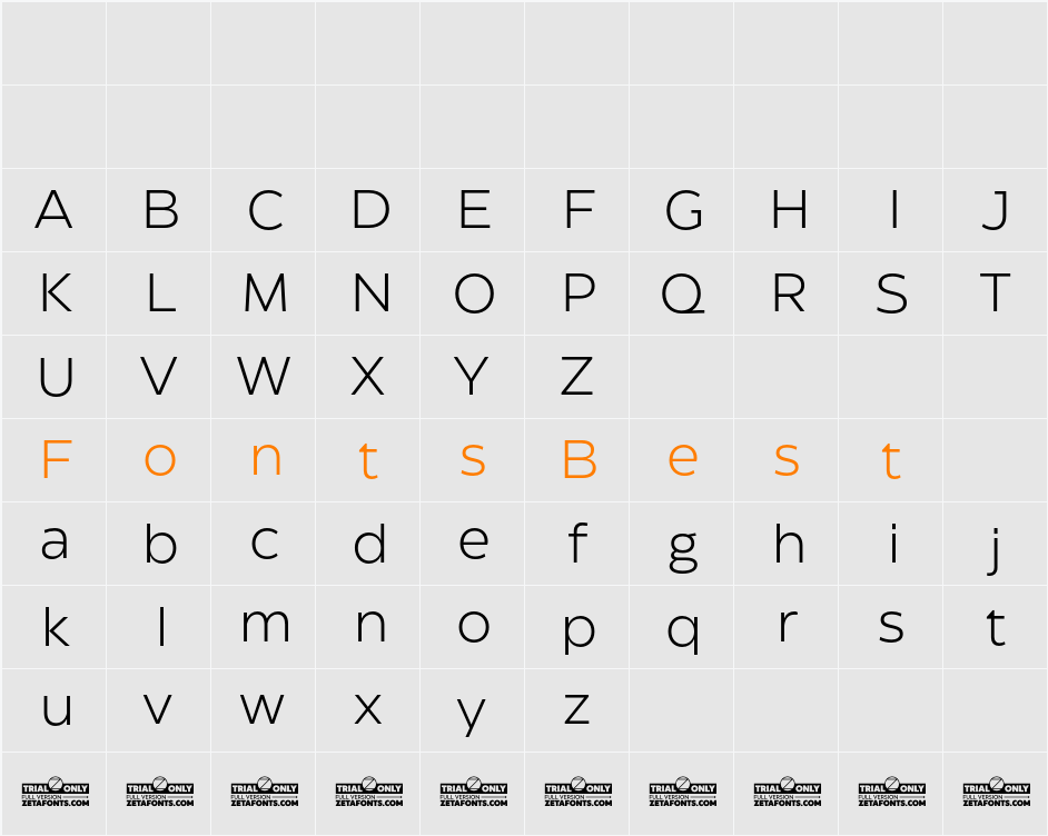 Eastman Roman Trial Offset Character Map